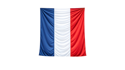 French flag isolated on transparent background, a symbol of the nation and its values