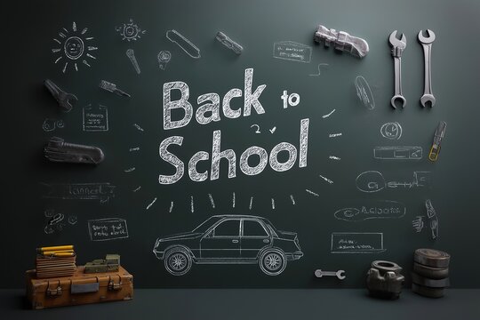 Back to School Automotive Classroom Chalkboard - Powered by Adobe