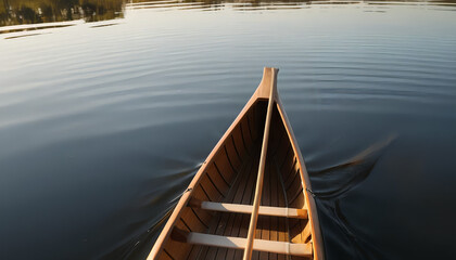 Naklejka premium Golden Hour Canoeing on a Serene Mountain Lake