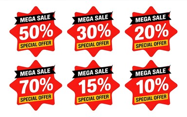 Photo of mega sale discount offer badges with percentages