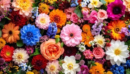 Vibrant multicolor flower collage with diverse blooms.
