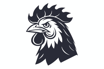Fototapeta premium Stylized Dark Gray Rooster Head Profile on White Background