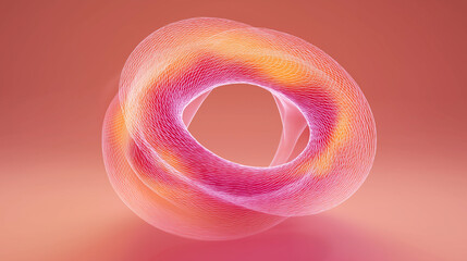 Textured pink torus shape. Abstract 3D ring for creative and tech visuals.