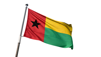Guinea bissau flag waving in the wind isolated on transparent background