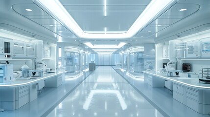 Futuristic Medical Laboratory and Patient Care Bay