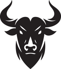 Black Bull Head Silhouette – Aggressive and Powerful Taurus Vector Logo