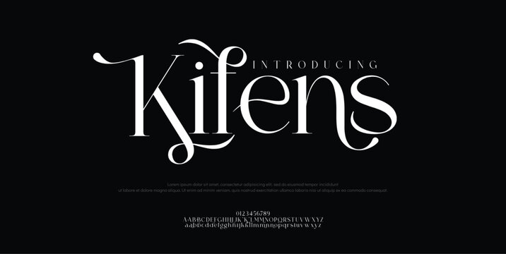 Kifens typography beautiful, elegant classic letters serif italic fonts decorative wedding vintage retro logos. Beauty fashion Luxury font alphabet logo. vector illustration