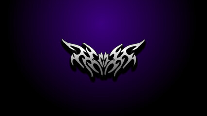 Abstract Metallic Emblem on Dark Purple Background