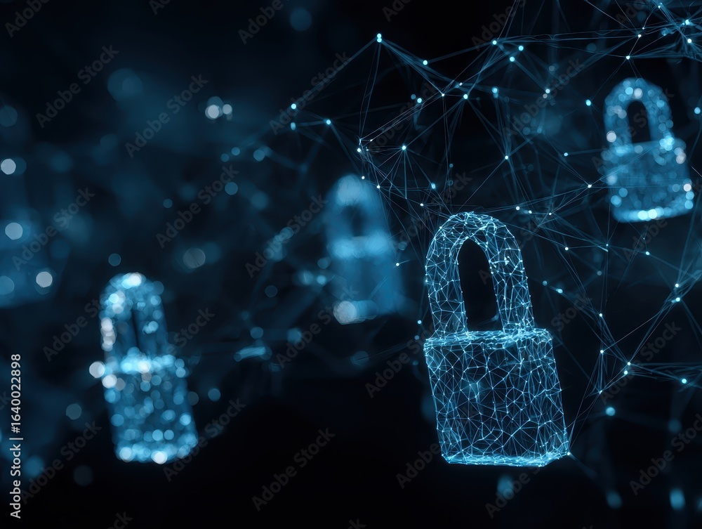 Poster blockchain security and data protection in cybersecurity. secure digital transactions and privacy wi