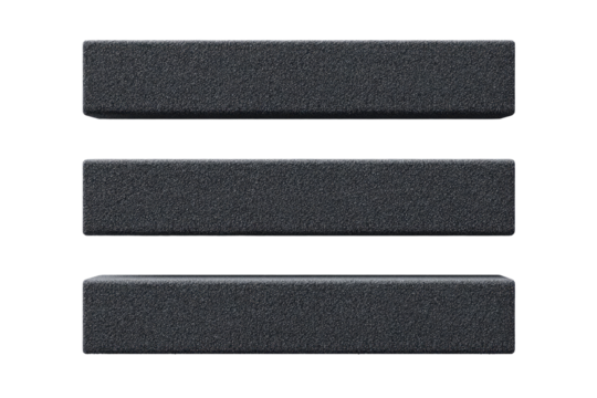 Three dark gray rectangular buttons, stacked vertically