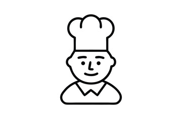 Line Art Chef Head Icon Minimalist Design on White