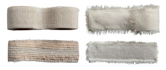 Beige and off-white fabric strips, possible cleaning cloths or bandages