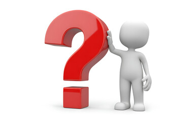 Question mark concept with stick figure searching for answers and solutions