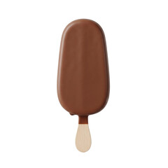 Obraz premium Pristine vanilla ice cream bar with thick lustrous milk chocolate shell, wooden stick, on a transparent background, shadowless, concept for delicious food advertising