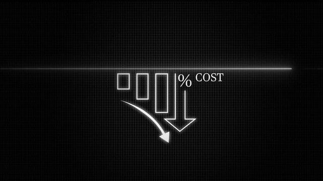 Cost reduction concept animation, corporate business efficiently save cost and company resources by reduction of unnecessary expenses. 4k animation