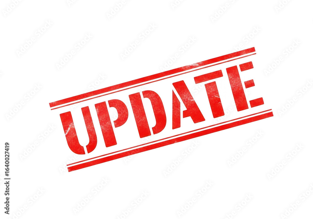 Poster red update stamp isolated on transparent background