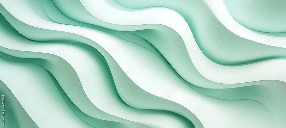 Poster abstract waves background texture wallpaper design pattern smooth curves light green modern flowing 