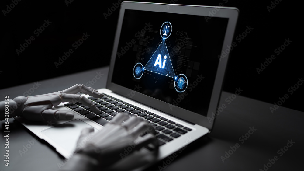 Poster ai brain processes big data with generative ai, llms, and machine learning to support business decis