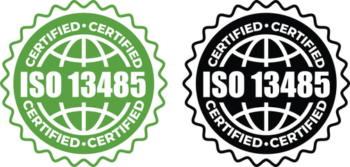 ISO 13485 Certification Badges – Vector Stamp for Medical Device Quality Standards