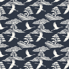 Seamless abstract pattern with ochre brush strokes and textured speckles