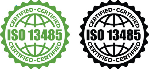 ISO 13485 Certification Badges – Vector Stamp for Medical Device Quality Standards