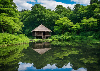 Fototapeta premium house on the river