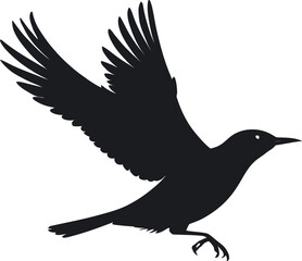 Silhouette vector illustration of a flying eagle with outstretched wings in black design