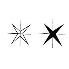 vector illustration of a compass on white background and black arrow