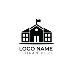 School Building Logo Illustration for Education