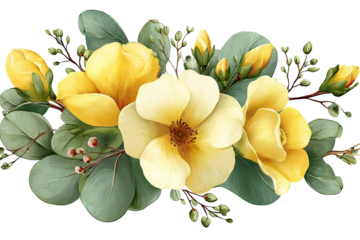 Yellow floral bouquet with green foliage