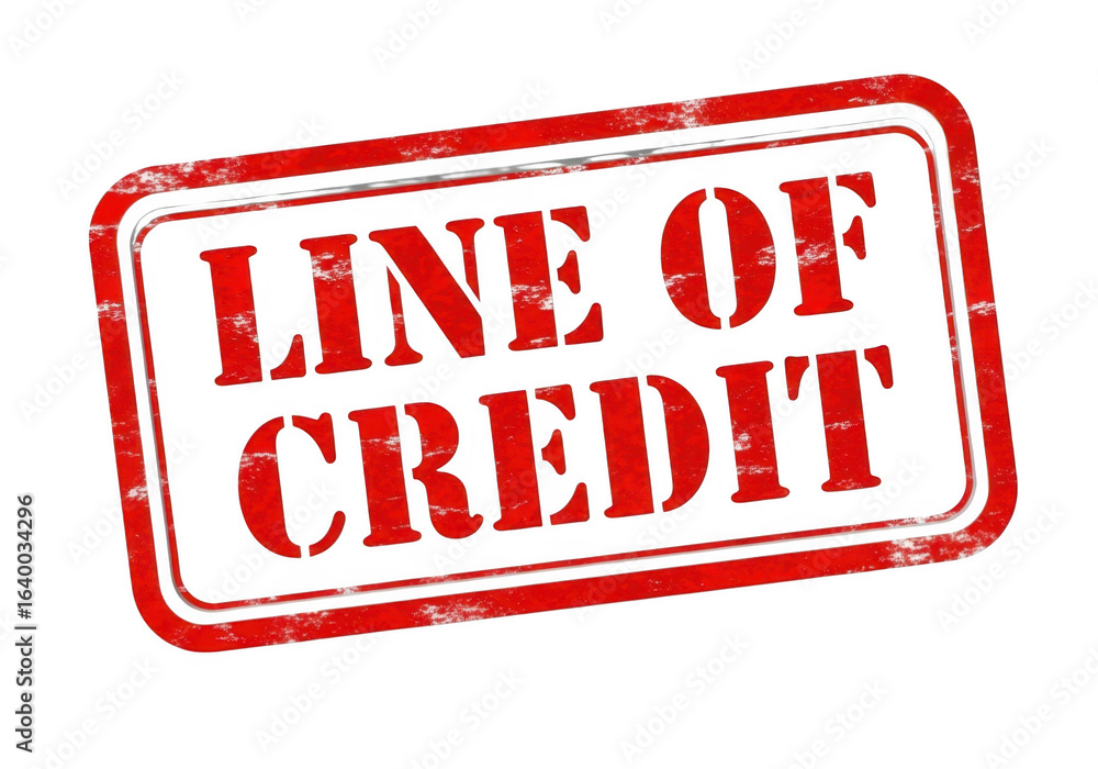 Poster red stamp with line of credit text isolated on transparent background