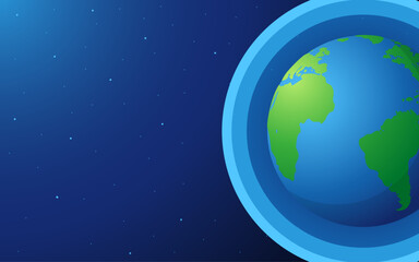 World ozone day, Earth ozone layer, climate change prevention, atmospheric shield, global warming protection, blue planet, atmosphere protection concepts. Vector illustration