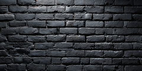 Dark and grungy black brick wall texture background with rough surface