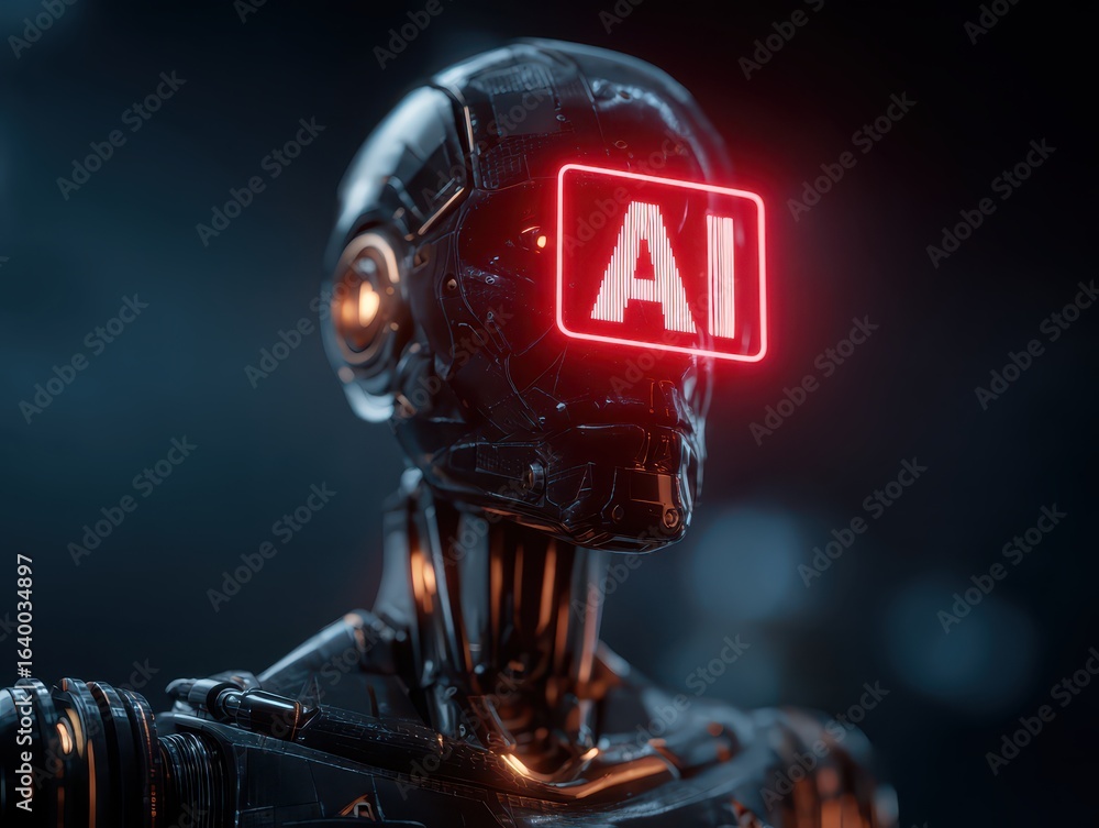 Poster business man using digital chatbot artificial intelligence (ai) with hacking and stop alert. cyber a