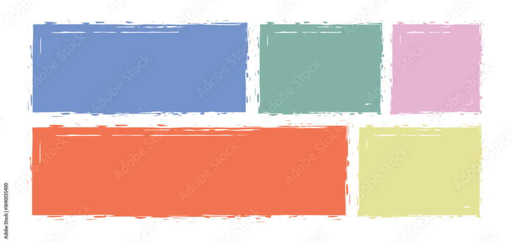 Poster grunge colorful rectangular frames collection. hand drawn grunge rectangular frames with rough brush