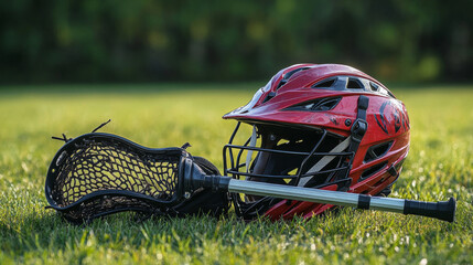 Team Sports Lacrosse: stick, helmet, gloves, pads.