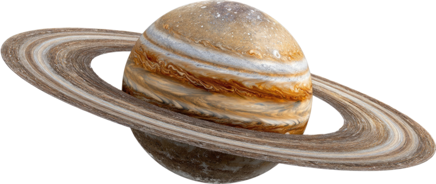 Saturn, a ringed planet, in space