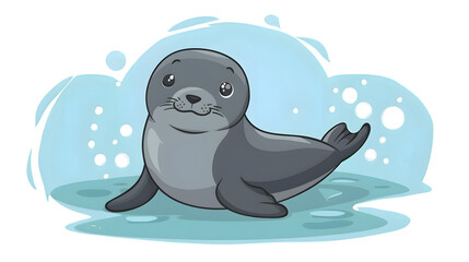Adorable Seal Cartoon Illustration for Creative Projects and Branding