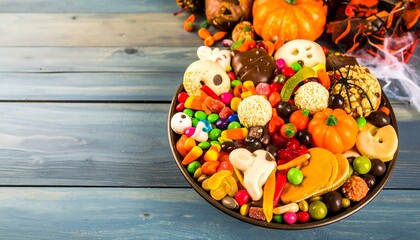 Colorful halloween candy bowl