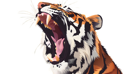 Fierce Tiger Roaring: Vibrant Illustration for Design Projects