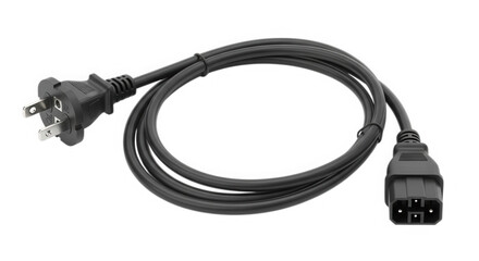 Power cord cable with plug connector isolated on transparent background