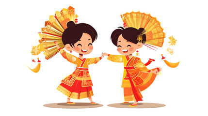 Traditional Thai Dancers Students Couple in Cultural Attire Performing Together