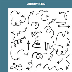 Collection of Hand Drawn Arrows and Curved Arrow Icons in Various Styles