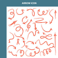Collection of Hand Drawn Red Arrows in Various Directions and Styles