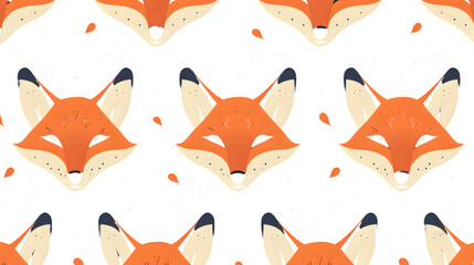 Adorable Fox Head Seamless Pattern Illustration for Backgrounds and Designs