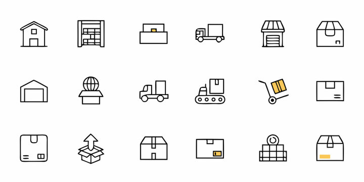 A casual and approachable set of icons for self-service moving and rental vehicle companies. Great for truck rental websites, moving guides, and packing tutorials