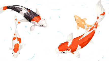 Vibrant Cute Japanese Koi Fish Doodle Flat Illustration for Creative Designs