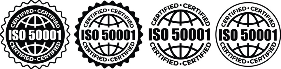 ISO 50001 Certified Stamp – Energy Management System Label and badge Vector Design