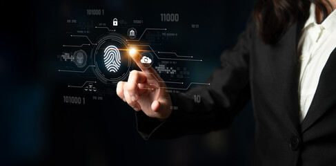 Biometric fingerprint identification and cybersecurity system ensuring secure access, identity verification, cloud data protection, and digital safety Latch