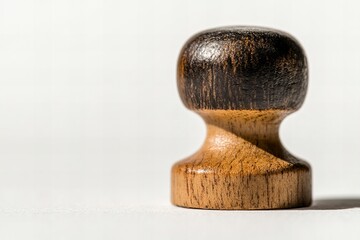 Wooden Ink Stamp Handle on White Background